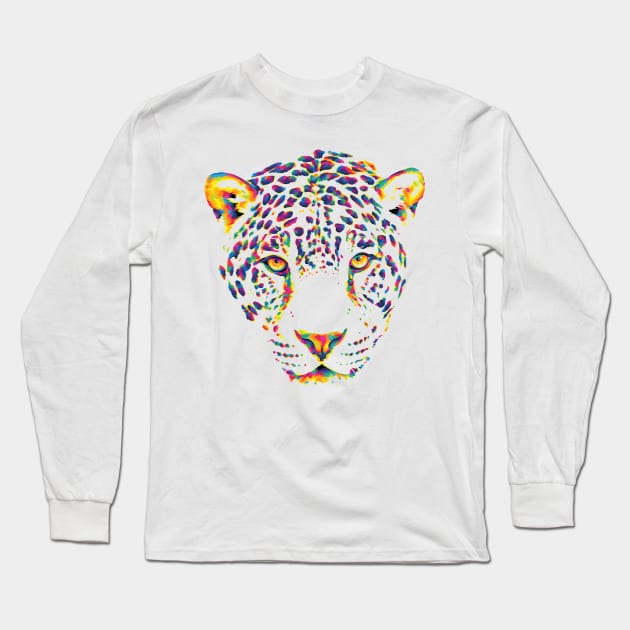 Rainbow Snow Leopard Long Sleeve T-Shirt by polliadesign